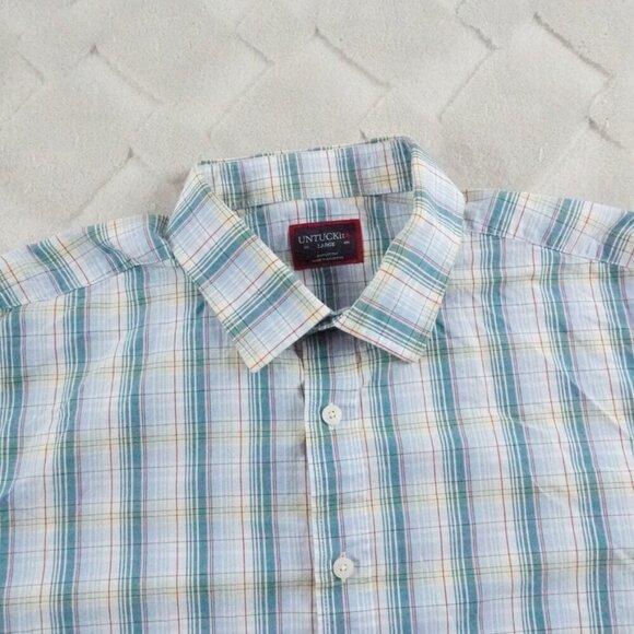 UNTUCKit Blue and White Striped Casual Button Down Shirt - Picture 3 of 9